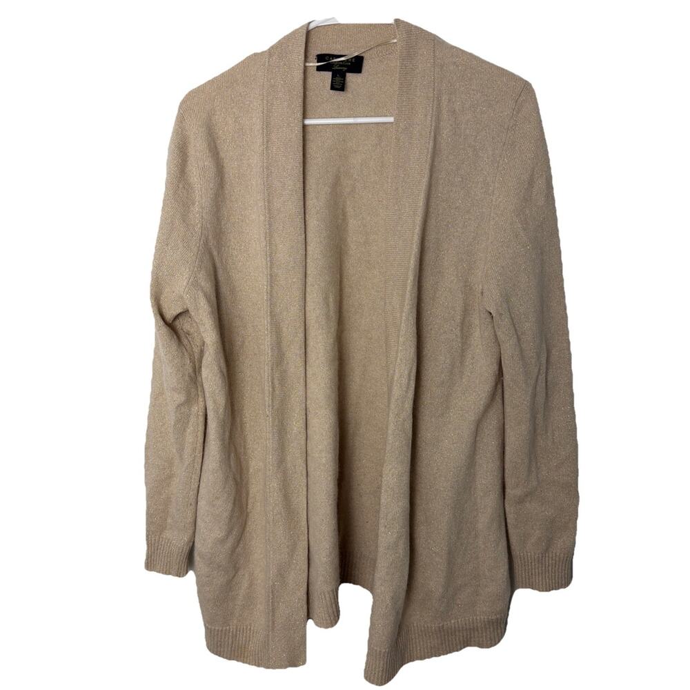 Charter Club Luxury Cashmere large gold Blend Metallic Sweater Women’s Large
